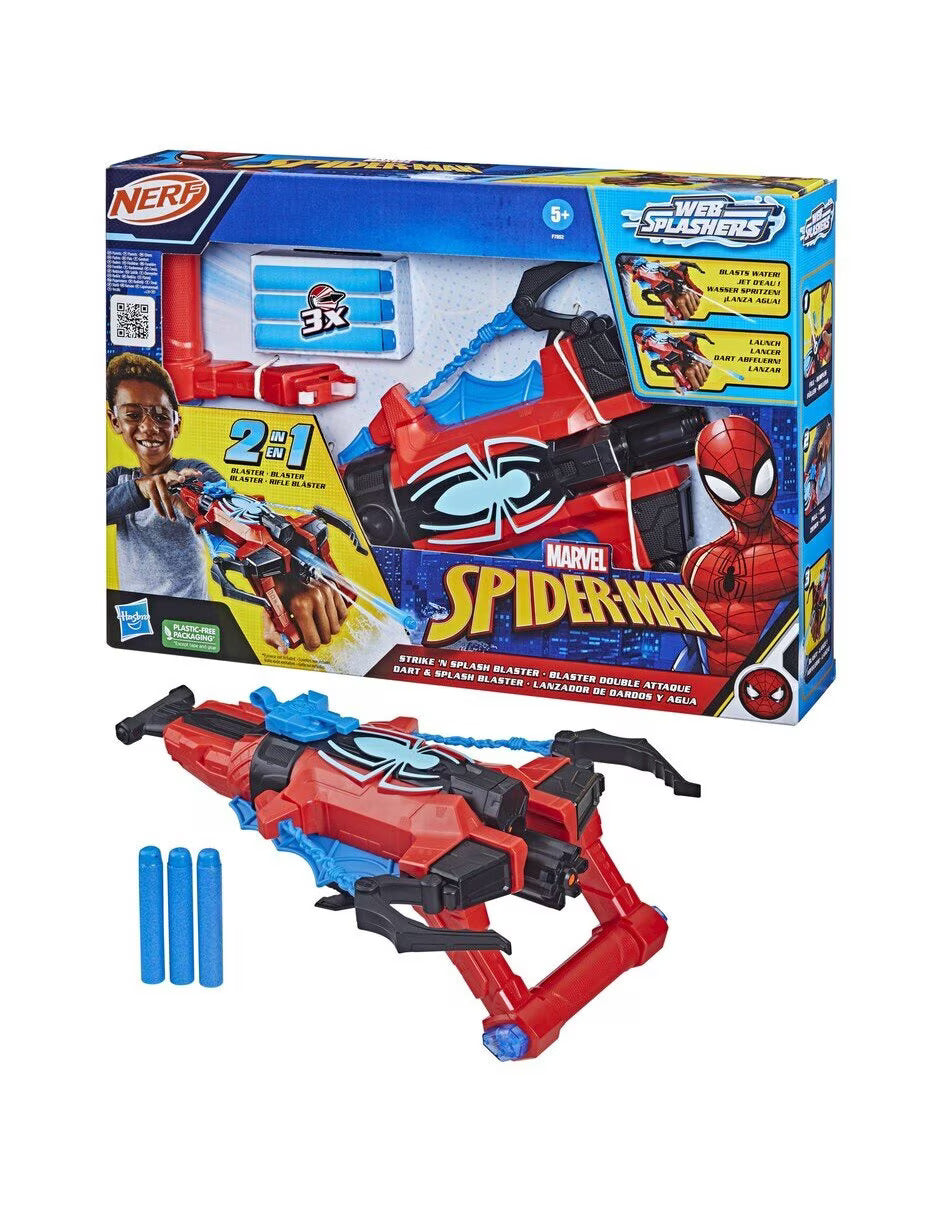 Marvel Spiderman: Webs Blaster Lanzador De Dardos Y Agua 2 En 1