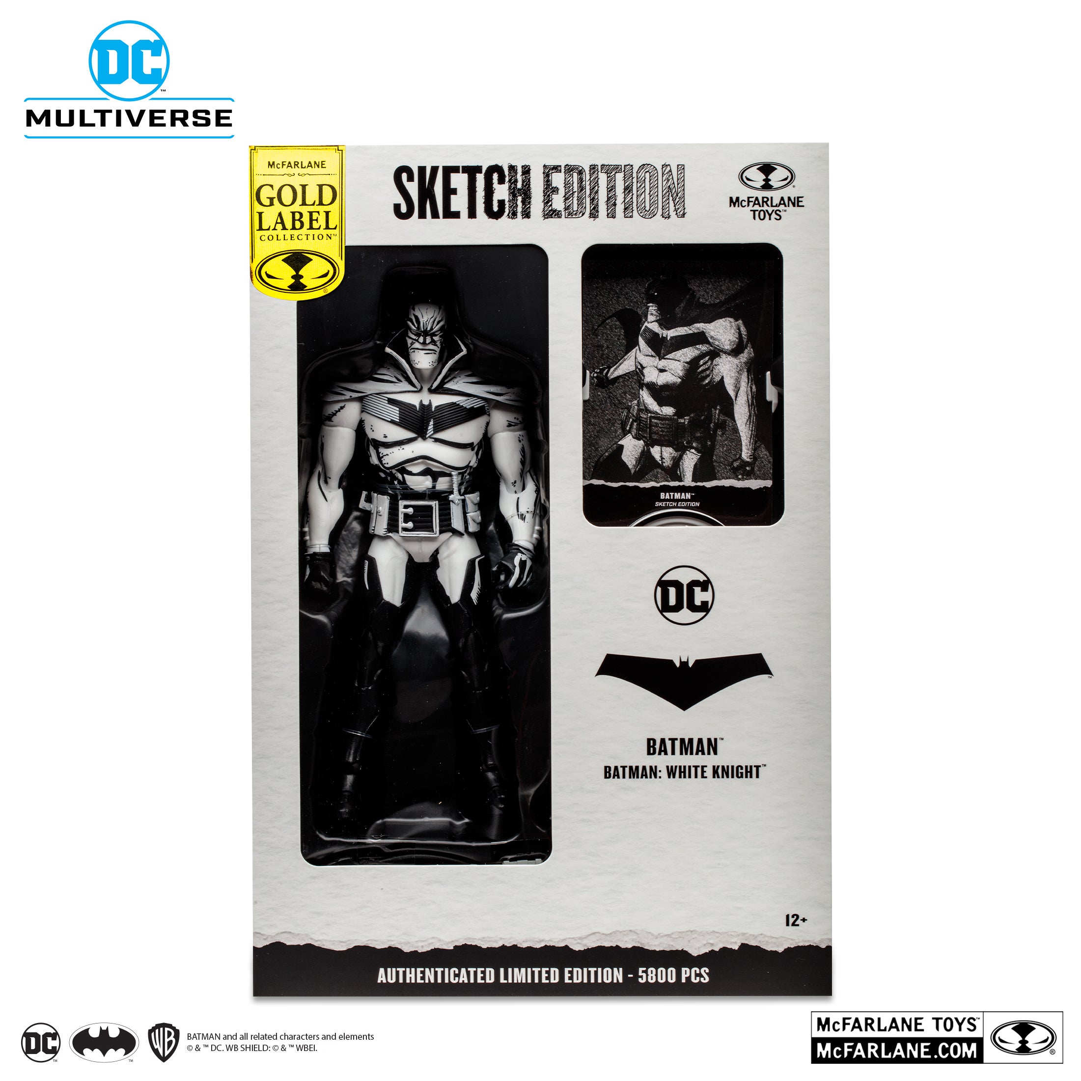 McFarlane Sketch: DC Batman White Kight - Batman Gold Label 7 Pulgadas Figura de Accion
