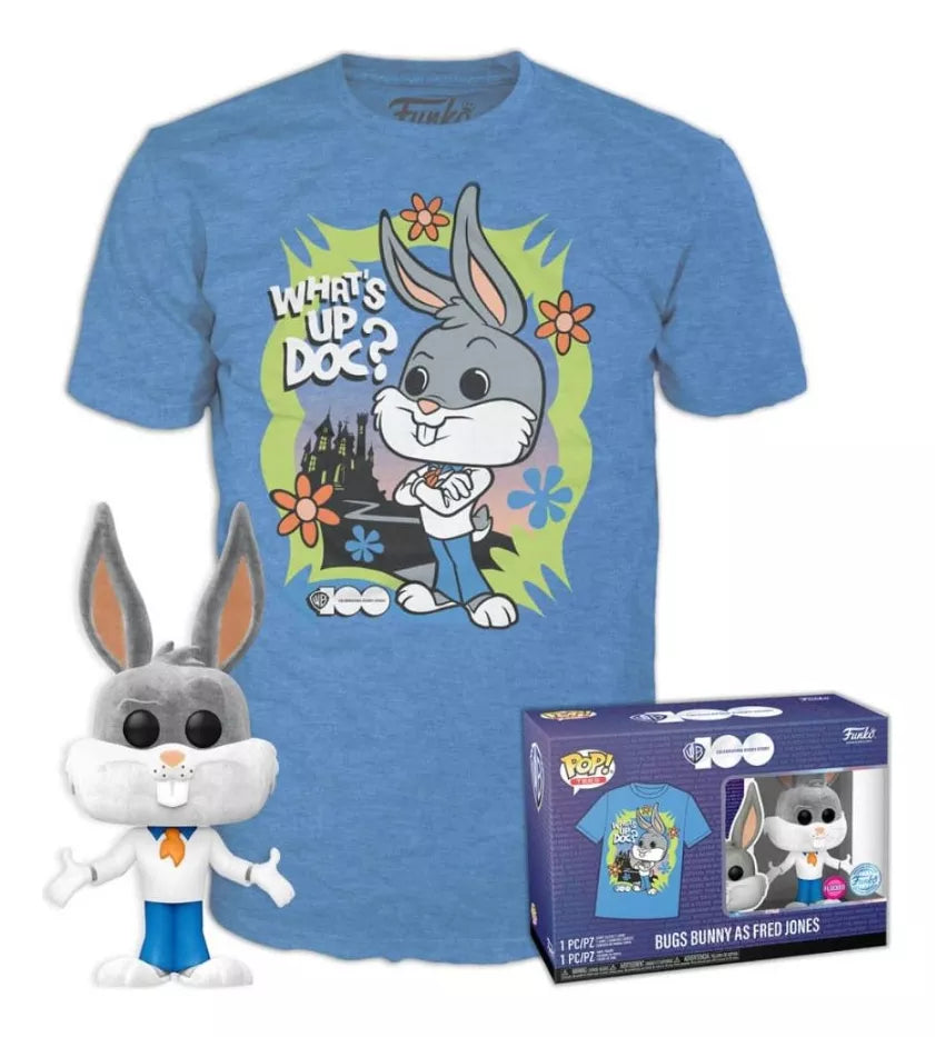 Funko Pop & Tee: Warner Bros 100 - Playera 3XL Con Bugs Bunny Flocked Exclusivo