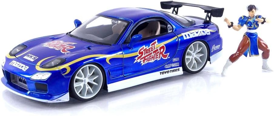 Jada Toys Diecast Mini Car With Figure: Street Fighter - Chun-Li Y 1993 Mazda Rx-7 Escala 1/24