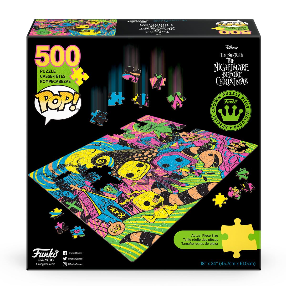 Funko Pop Puzzles: Disney - Mundo De Jack Blacklight 500 Piezas
