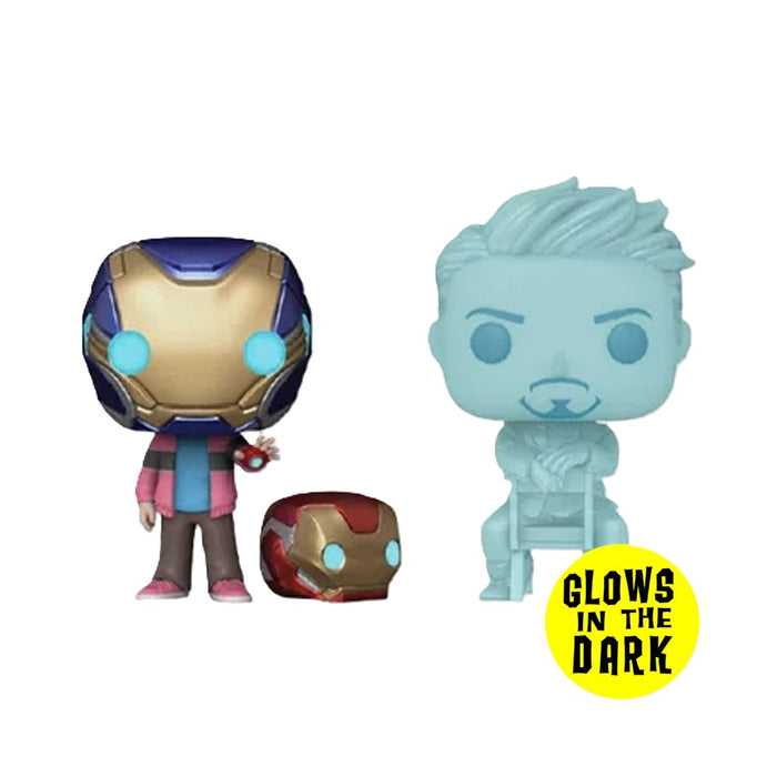 Funko Pop Marvel: Avengers Endgame - Morgan Stark con Casco y Tony Holograma Glow Exclusivo Distritomax