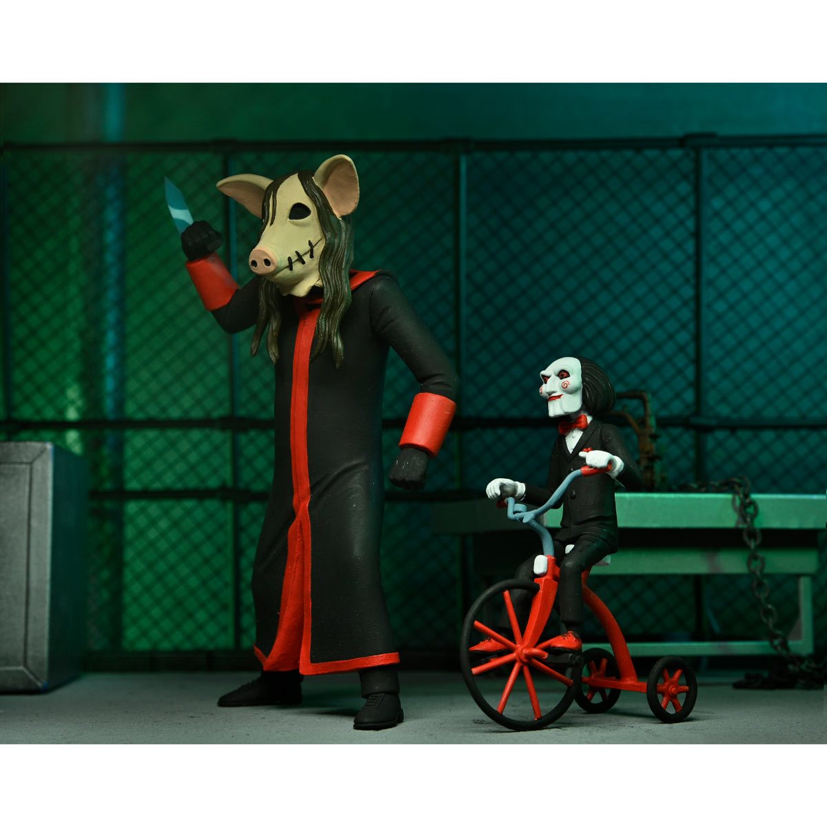 NECA Figura de Accion Tony Terrors: Saw - Set Asesino Jigsaw Y Marioneta Billy EnTriciclo 6 Pulgadas