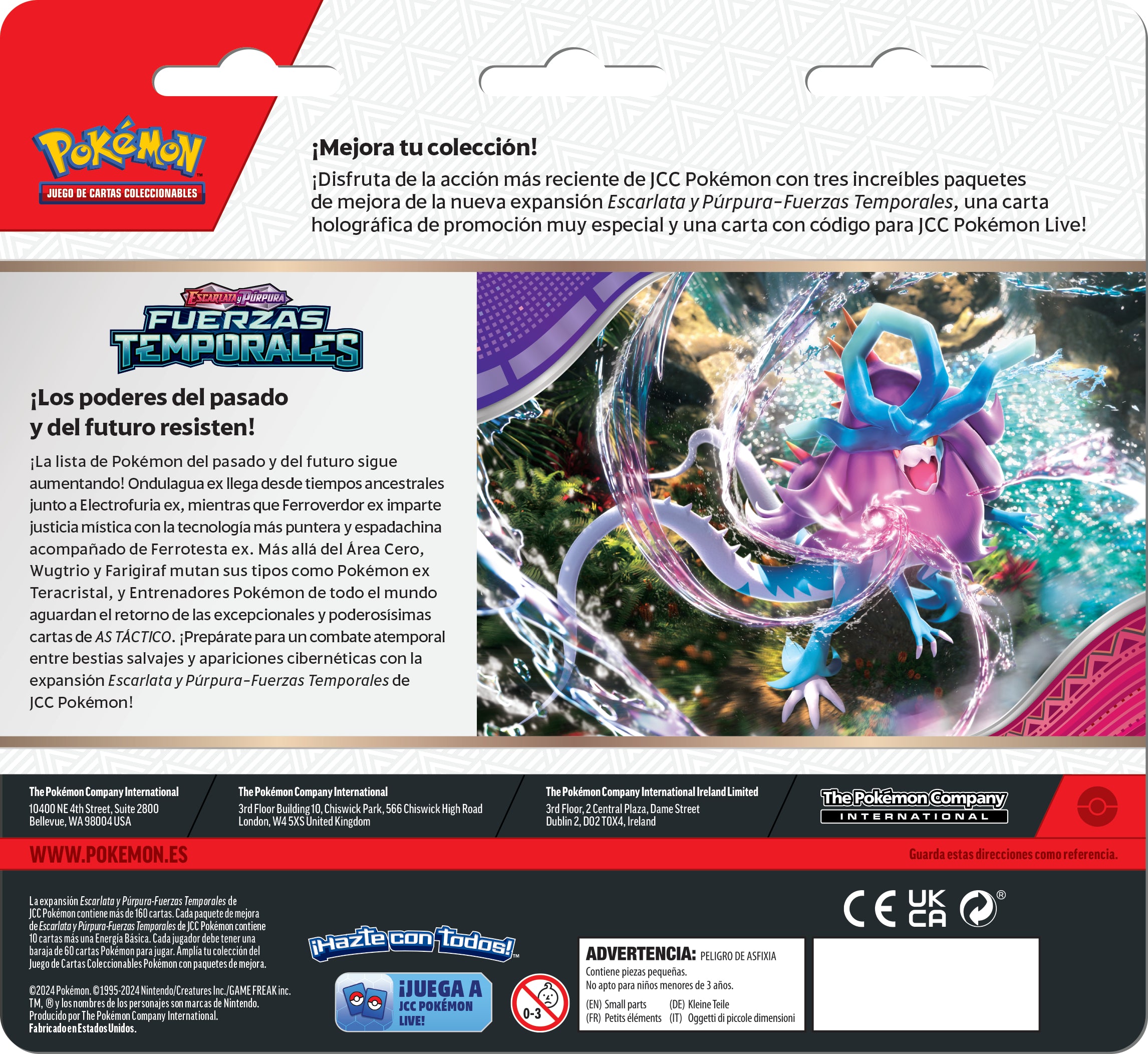Pokemon TCG Escarlata y Purpura: Fuerzas Temporales - Booster Blister Cleffa o Cyclizar 3 Pack En Español