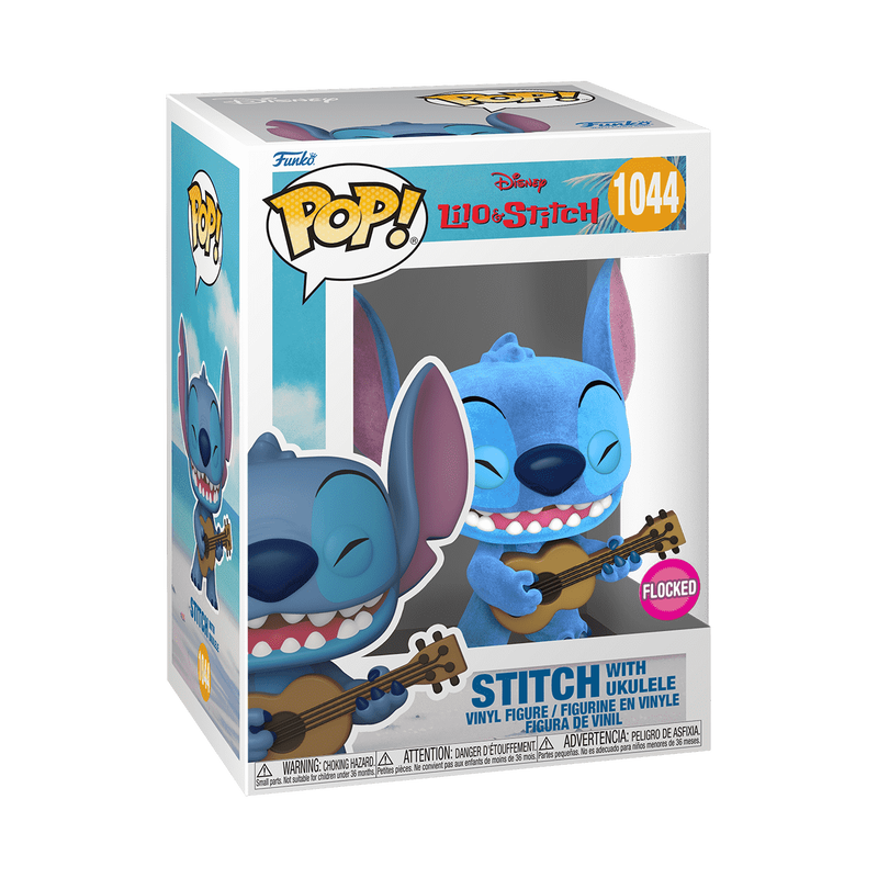 Funko Pop & Tee: Disney Lilo y Stitch - Stitch Ukelele Flocked con Playera S