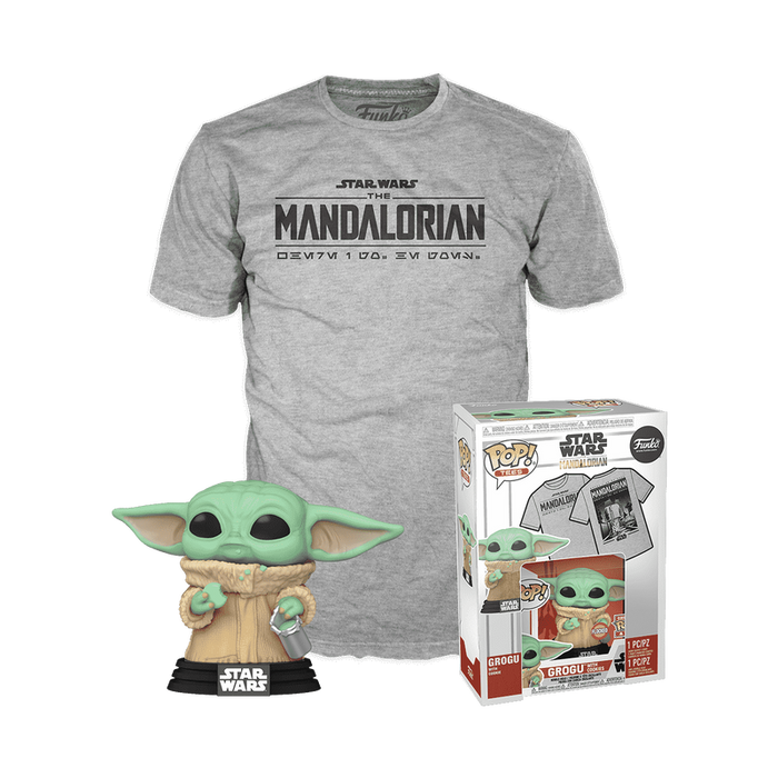 Funko Pop & Tee: Star Wars The Mandalorian - Playera S con Grogu Comiendo Galleta