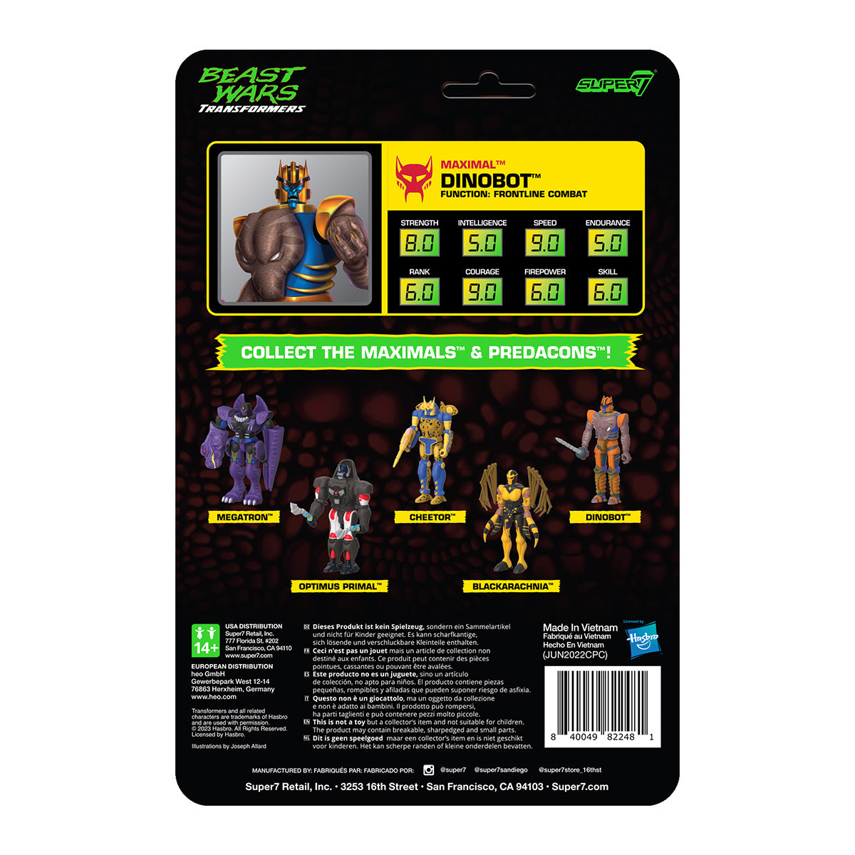Super7 ReAction: Transformers Guerra de Bestias - Dino Bot