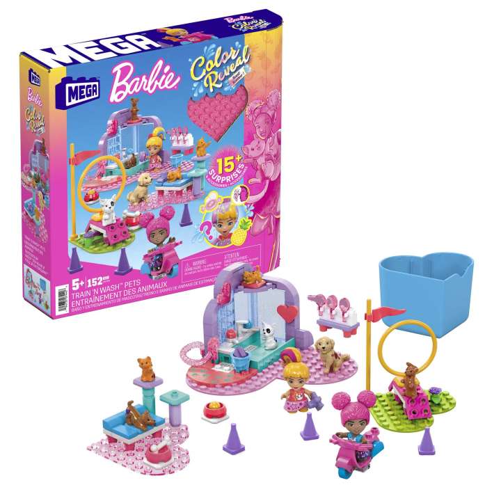 Mega Bloks: Mega Barbie Color Reveal Entrenamiento Y Baño De Mascotas