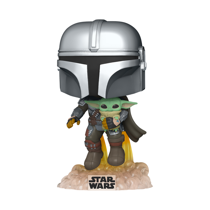 Funko Pop Star Wars: The Mandalorian - Mandaloriano Volando Con Grogu