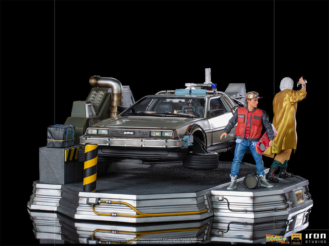 IRON Studios: Volver al Futuro Parte II - DeLorean Set Completo Deluxe Escala de Arte 1/10