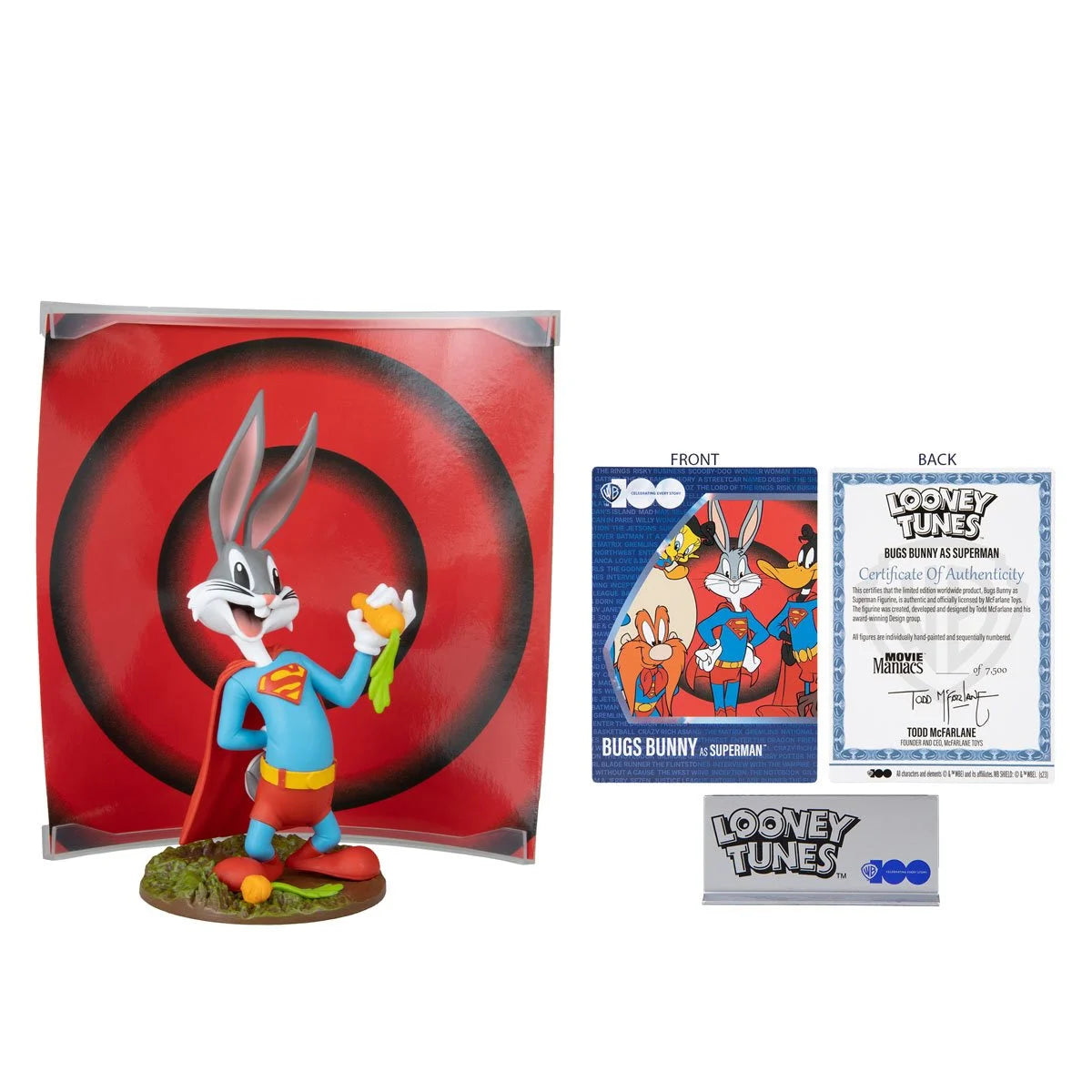 McFarlane Estatua Movie Maniacs: Warner Bros 100 Looney Tunes - Bugs Bunny Como Superman 6 Pulgadas