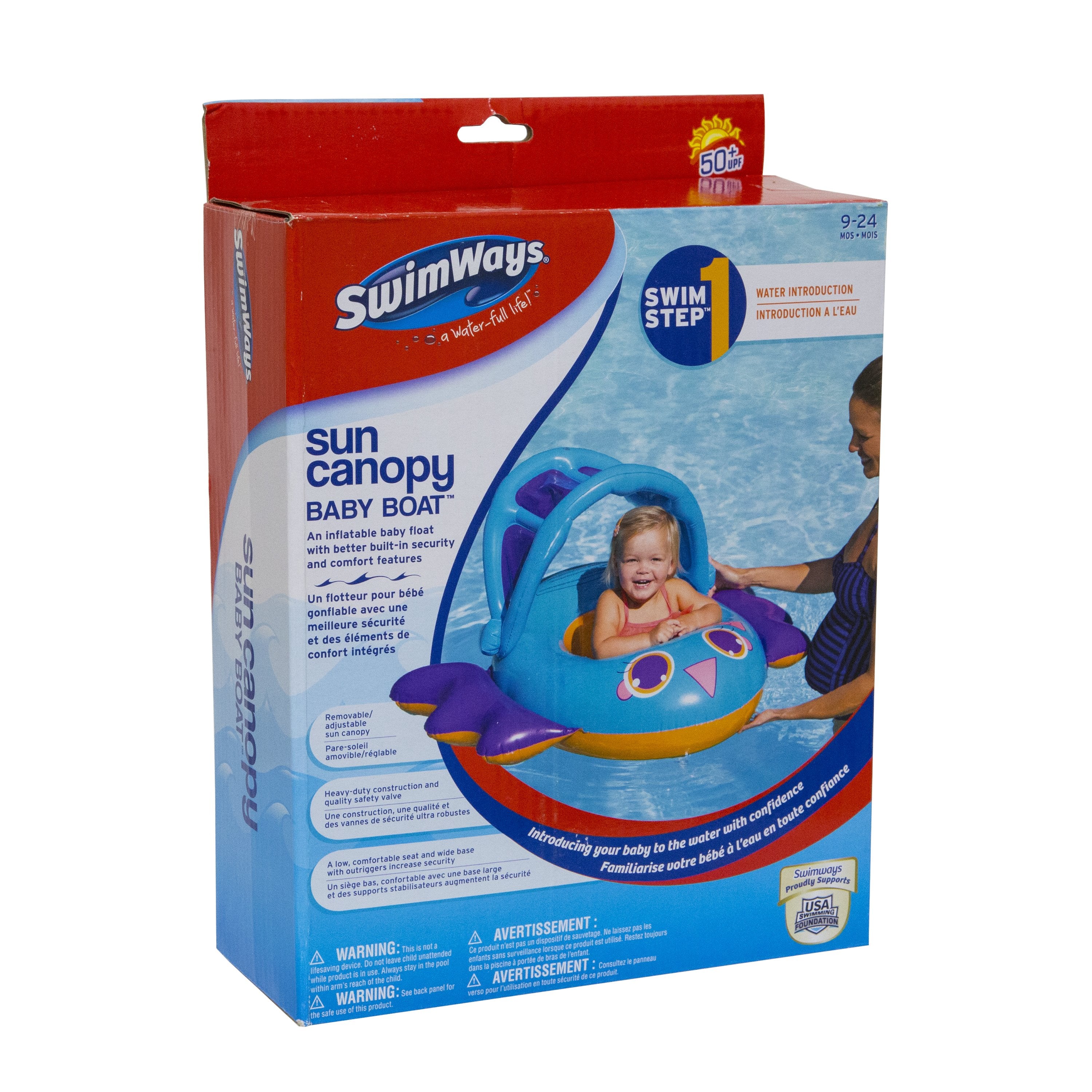 Swimways: Swimways Bote Inflable Para Bebe Con Techo - Color Azul/Morado