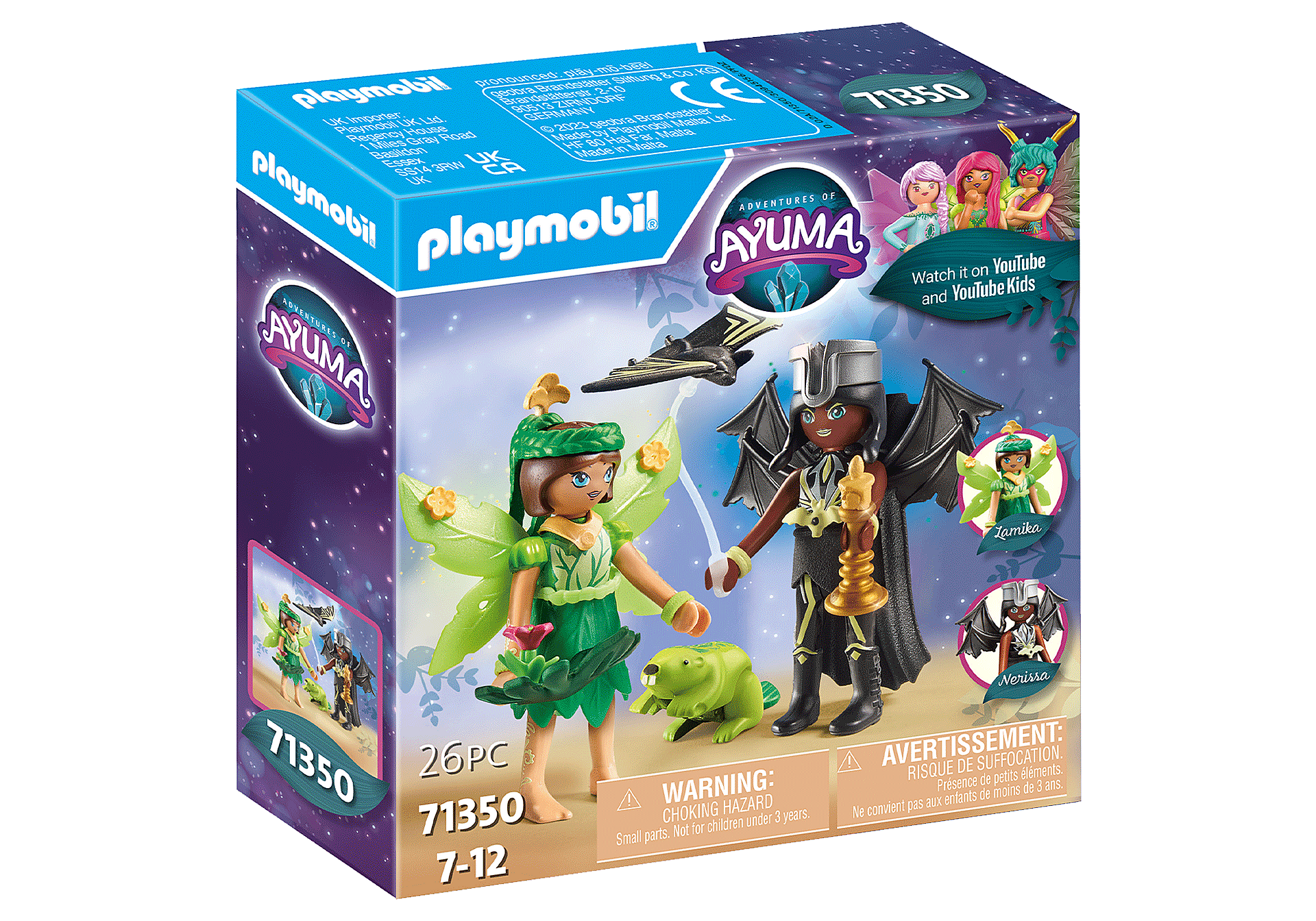 Playmobil Adventures of Ayuma: Hada del Bosque y Hada Murcielago con Animales del Alma 71350