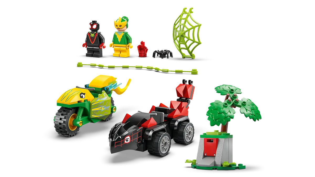 LEGO Marvel Spidey y su Super Equipo Spin y Electro: Duelo de Vehiculos Dinosaurio 11198