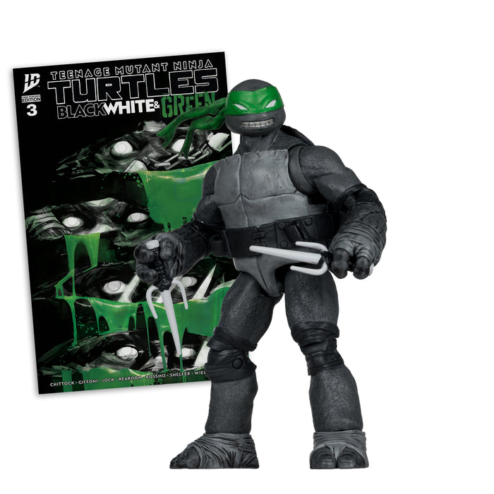 Mcfarlane Figure With Comic: Tmnt Tortugas Ninja - Raphael Black White & Green Variant 5 Pulgadas