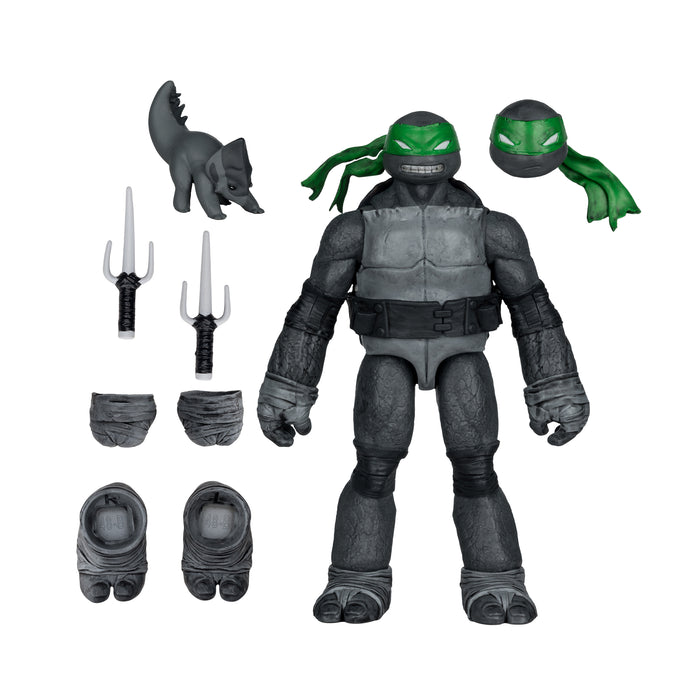Mcfarlane Figure With Comic: Tmnt Tortugas Ninja - Raphael Black White & Green Variant 5 Pulgadas