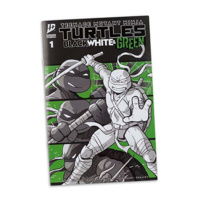 Mcfarlane Figure With Comic: Tmnt Tortugas Ninja - Leonard Black White & Green Variant 5 Pulgadas