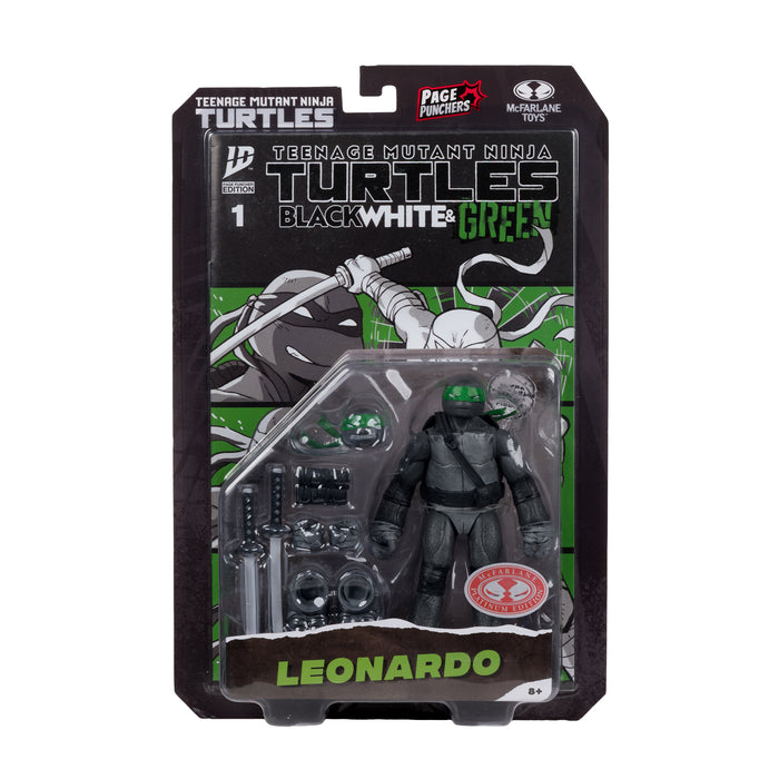 Mcfarlane Figure With Comic: Tmnt Tortugas Ninja - Leonard Black White & Green Variant 5 Pulgadas
