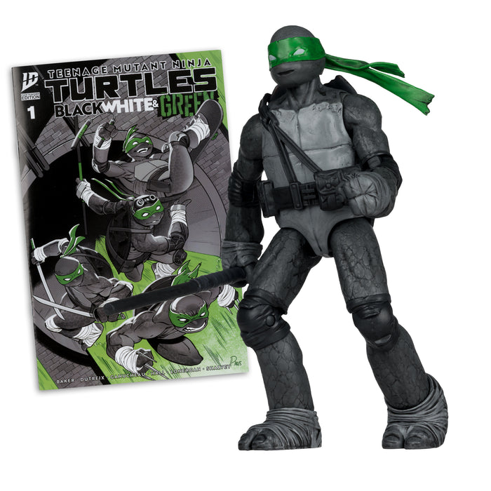 Mcfarlane Figure With Comic: Tmnt Tortugas Ninja - Donatello Black White & Green Variant 5 Pulgadas