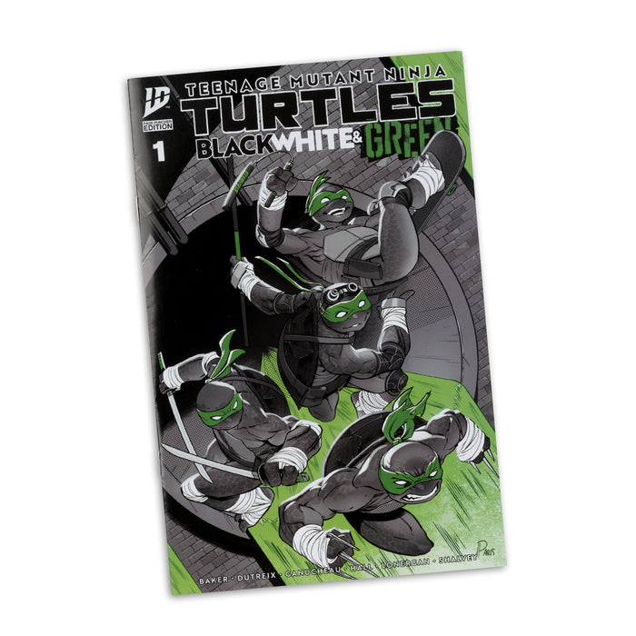 Mcfarlane Figure With Comic: Tmnt Tortugas Ninja - Donatello Black White & Green Variant 5 Pulgadas