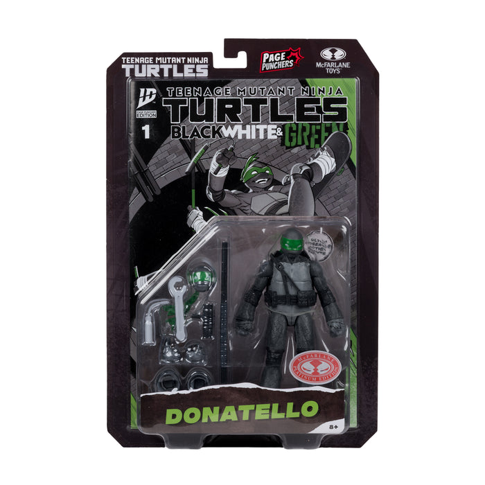 Mcfarlane Figure With Comic: Tmnt Tortugas Ninja - Donatello Black White & Green Variant 5 Pulgadas