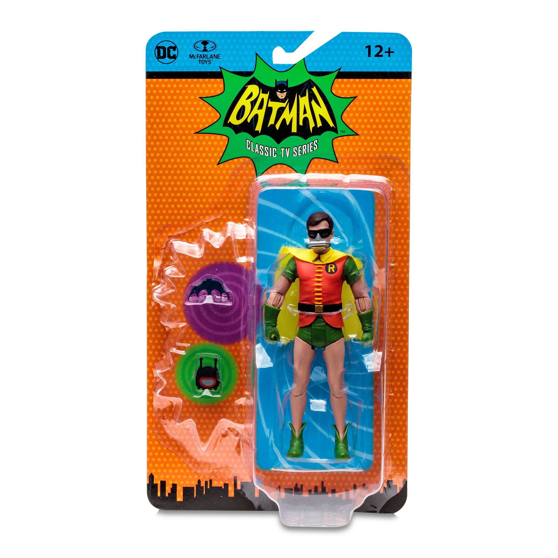 McFarlane DC Retro Figura de Accion: Batman 66 Classic TV Series - Robin Con Mascara De Oxigeno