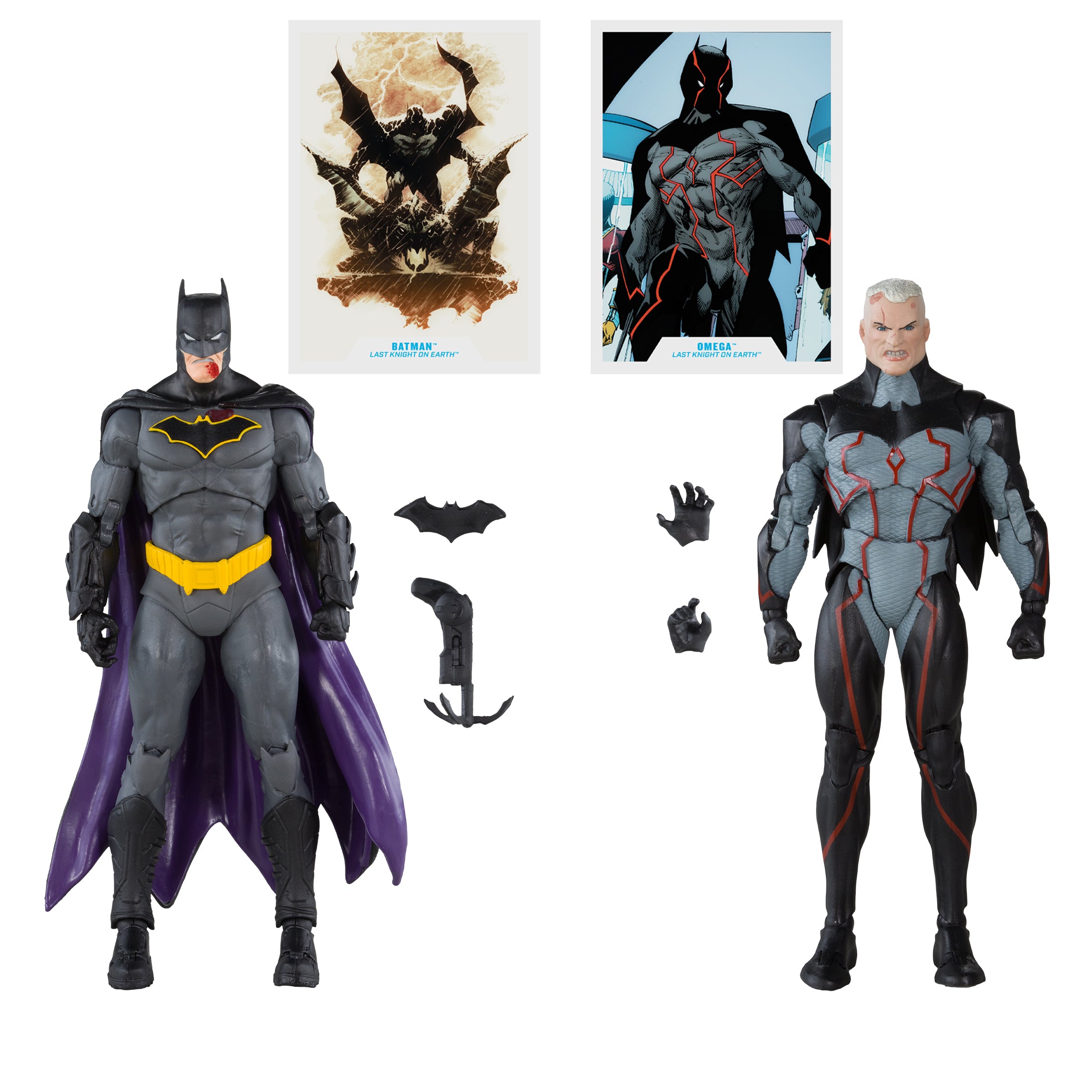 McFarlane DC Collector: Batman Last Knight On Earth - Omega sin Mascara y Batman Sangrado Gold Label 2 Pack 7 Pulgadas