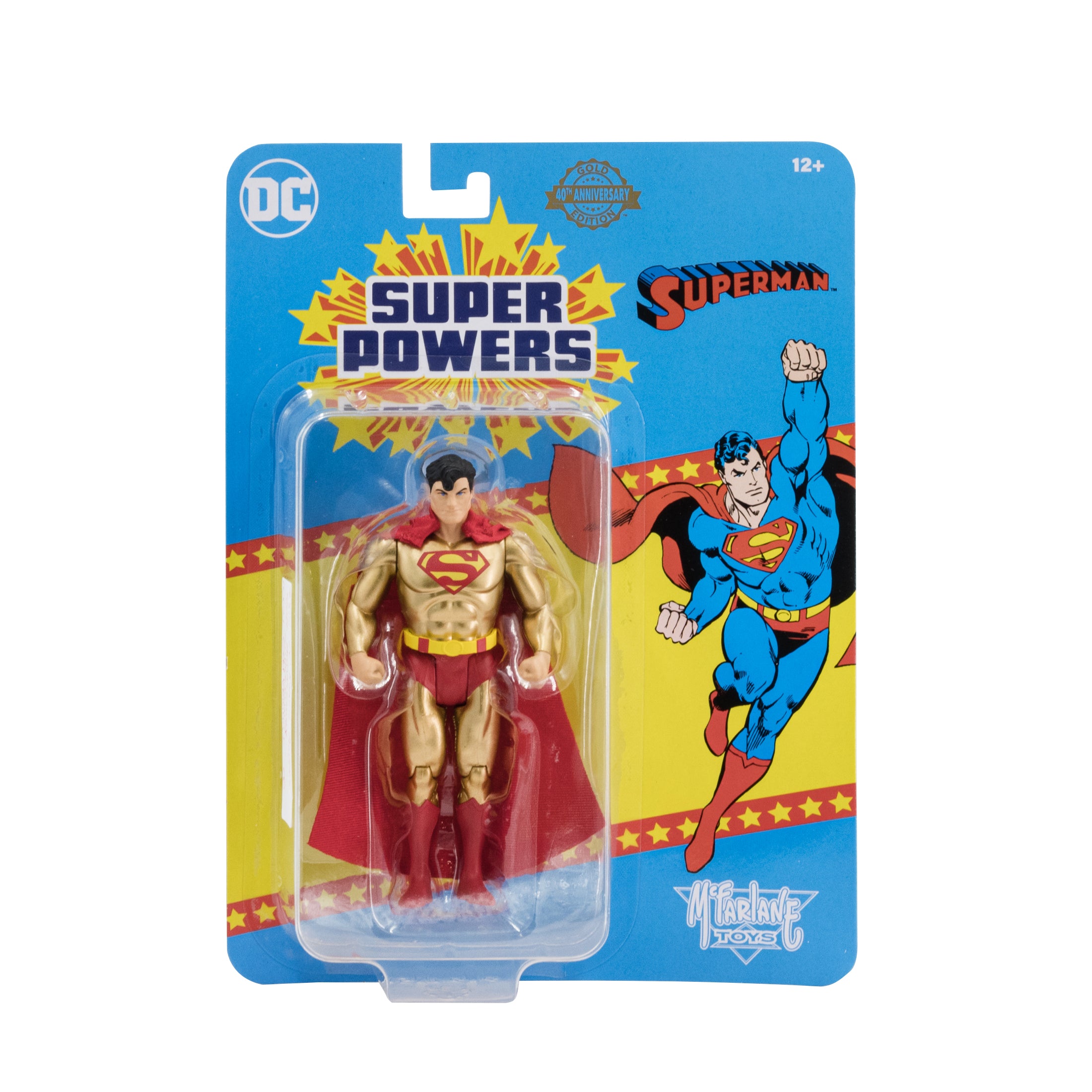 DC Direct Super Powers Figura de Accion: DC Comics Superman 40 Aniversario - Superman Gold Edition 4.5 Pulgadas