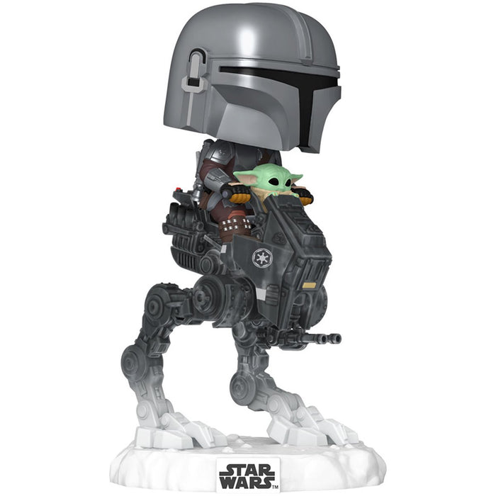 Funko Pop Rides Deluxe: Mando & Grogu - Mandaloriano con grogu en AR-RT