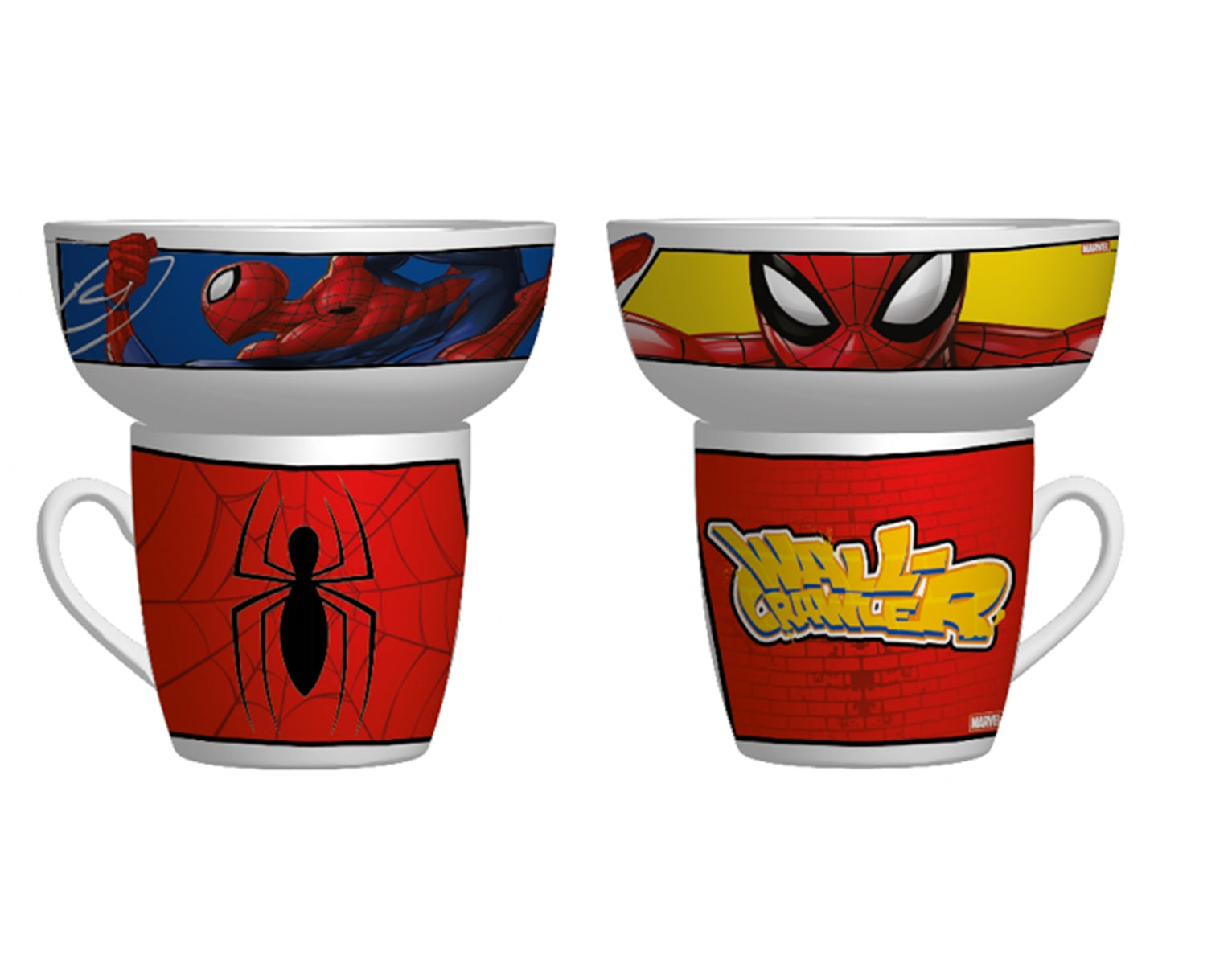 Fun Kids Juego De Tazon Y Tarro  De Ceramica: Marvel - Spiderman 