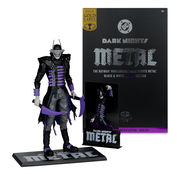 Mcfarlane Dc Multiverse: Dc Dark Night Metal - El Batman Que Rie B&W With Accent Gold Label 7 Pulgadas