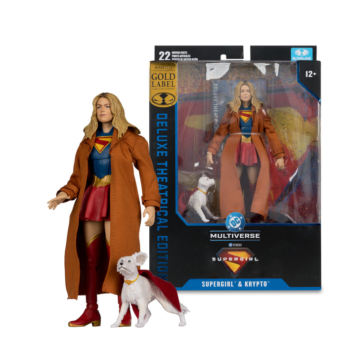 Mcfarlane Dc Theatrical Deluxe: Superman Movie 2025 - Supergirl Borracha Con Krypto Gold Label 7 Pulgadas