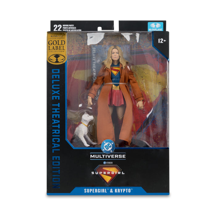 Mcfarlane Dc Theatrical Deluxe: Superman Movie 2025 - Supergirl Borracha Con Krypto Gold Label 7 Pulgadas
