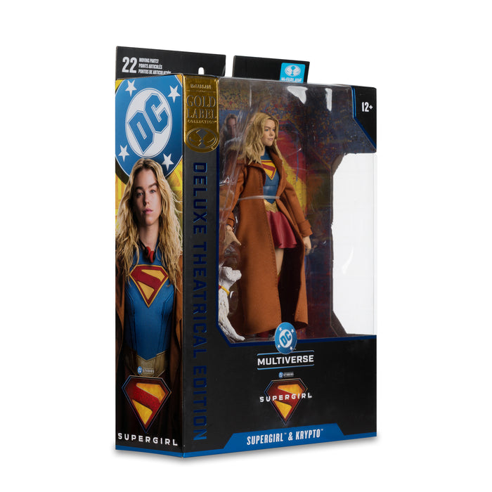 Mcfarlane Dc Theatrical Deluxe: Superman Movie 2025 - Supergirl Borracha Con Krypto Gold Label 7 Pulgadas
