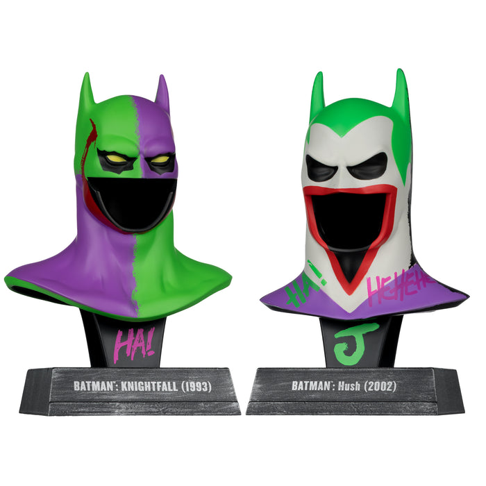 Mcfarlane Dc Direct Prop Replica: Capucha Batman Hush Y Capucha Batman Knightfall Jokerized Gold Label Escala 1/3 2 Pack