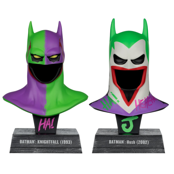 Mcfarlane Dc Direct Prop Replica: Capucha Batman Hush Y Capucha Batman Knightfall Jokerized Gold Label Escala 1/3 2 Pack
