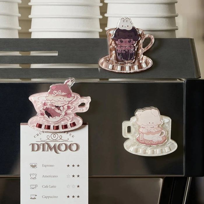 POP MART: DIMOO - Crush On Coffee Series - Acrylic Fridge Magnet Clip Blind Box