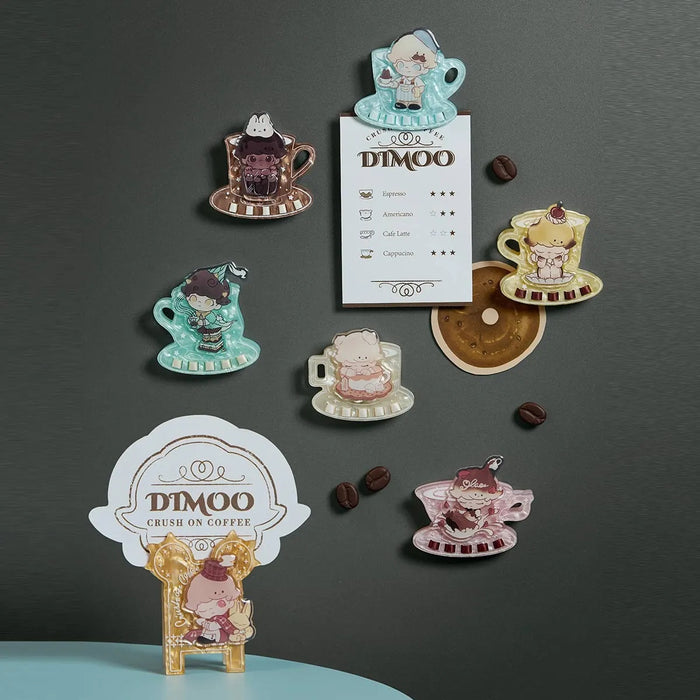POP MART: DIMOO - Crush On Coffee Series - Acrylic Fridge Magnet Clip Blind Box