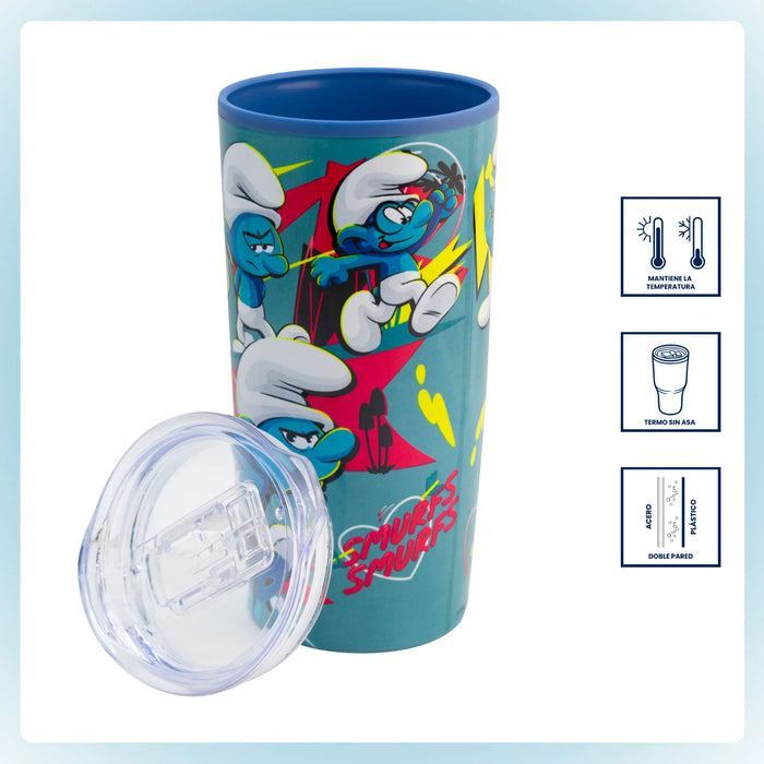 Fun Kids Termo Doble Pared: Los Pitufos - Pitufos 500 Ml