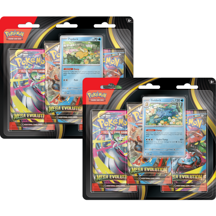 Pokemon TCG: Mega Evoluciones - 3 Pack Blister Golduck o Psyduck En Español