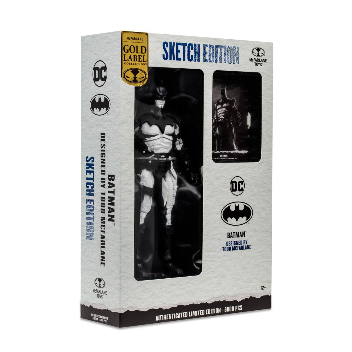 McFarlane Sketch: DC Batman - Batman Black and White por Todd McFarlane Gold Label 7 Pulgadas Figura de Accion
