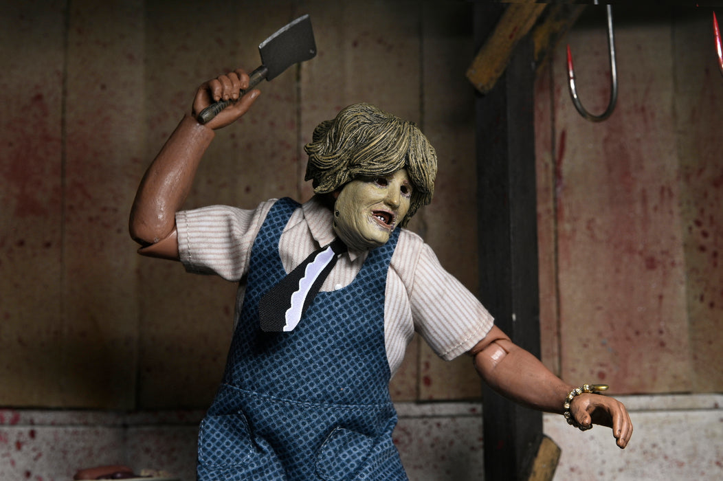 NECA Figura de Accion Vestida: La masacre de Texas - Leatherface con mascara de anciana 8 Pulgadas