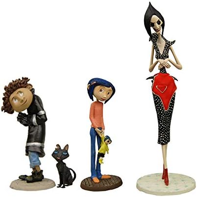NECA Mini Figuras: Coraline - La Otra Madre, Wybie, Gato y Coraline Pack
