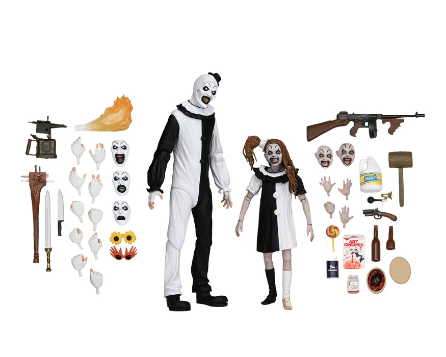 NECA Figura de Accion Ultimate: Terrifier 2 - Art the Clown y Little Pale Girl 2 Pack 7 Pulgadas