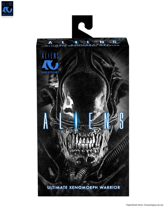 NECA Figura de Accion Ultimate: Aliens 40 Aniversario - Warrior Xenomorph Black 7 Pulgadas