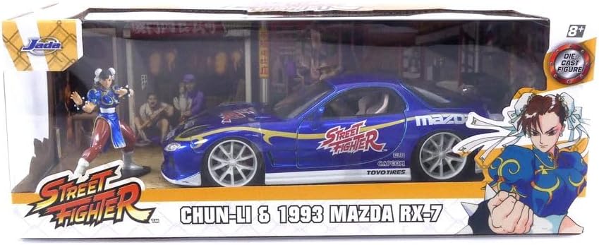 Jada Toys Diecast Mini Car With Figure: Street Fighter - Chun-Li Y 1993 Mazda Rx-7 Escala 1/24