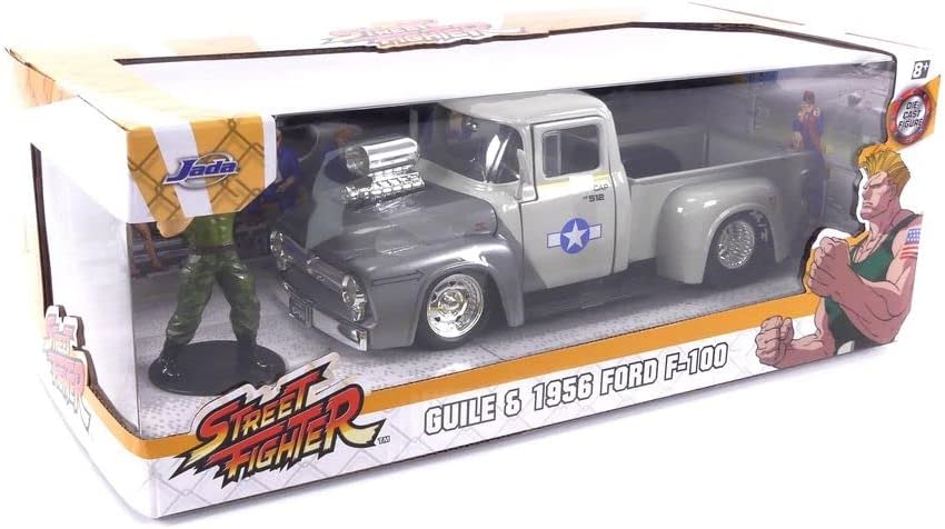 Jada Toys Diecast Mini Car With Figure: Street Fighter - Guile Y 1956 Ford F-100 Escala 1/24