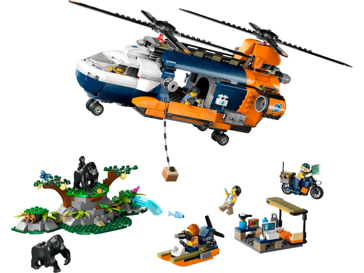 LEGO City Exploradores de la Jungla Helicoptero en Campamento Base 60 Distrito Max