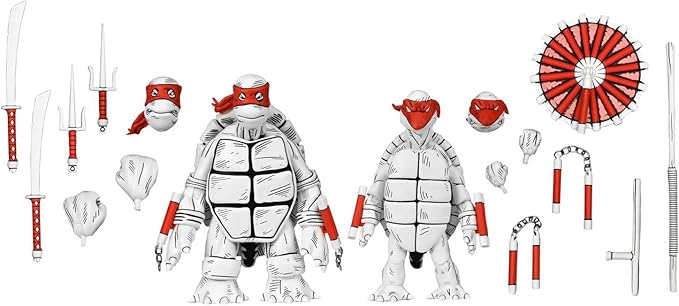 NECA Figura de Accion: TMNT Tortugas Ninja Mirage Comics - First Turtles 2 Pack Black & White 7 Pulgadas