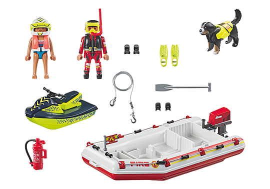 Playmobil Action Heroes Bote De Bomberos Con Moto Acuatica 71464 Distrito Max